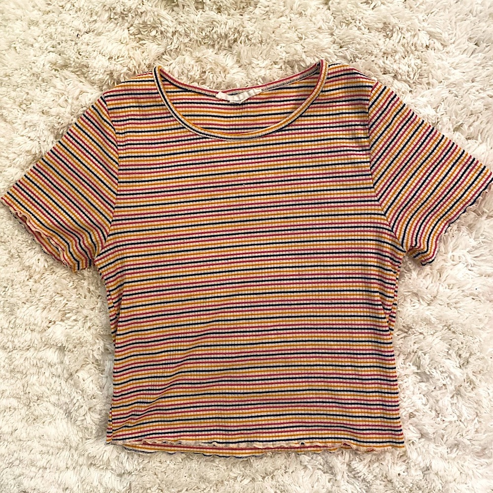 Ruffled Stripey Crop Top (Size XS/S)